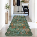 Hallway 3x6 Washable Runner Rug - Elegant Floral Scalloped Design | Soft Non-Slip Carpet for Entryway & Living Room