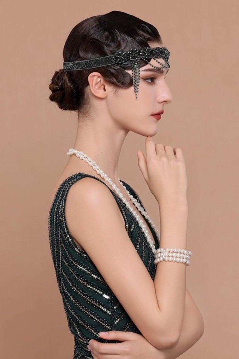 BABEYOND 1920s Flapper Headpiece Roaring 20s Headband Great Gatsby Headband Chain for Women Vintage Hair Accessory