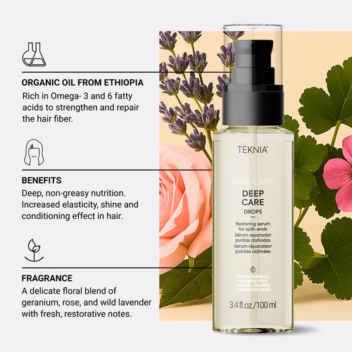 LAKMÉ Teknia Deep Care Hair Drops, Repairing Hair Serum for Damage, Split End Serum, 3.5 Fl Oz