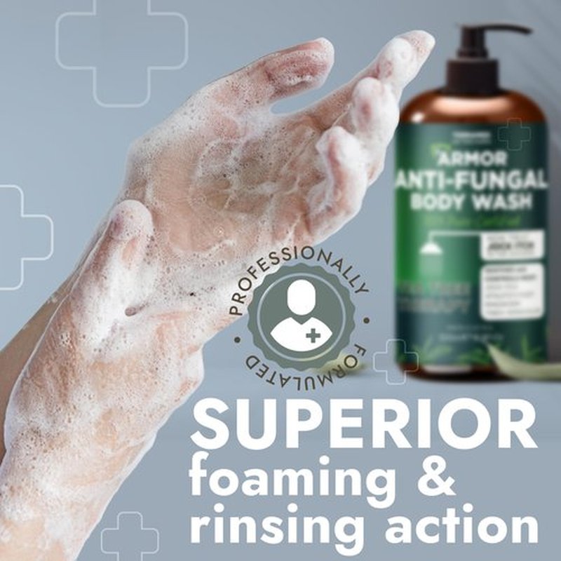 Antifungal Body Wash with Tea Tree Oil | Antifungal Soap Treats Ringworm, Back Acne, Eczema & Jock Itch | Antifungal Body Soap For Men And Women (16.9 oz)