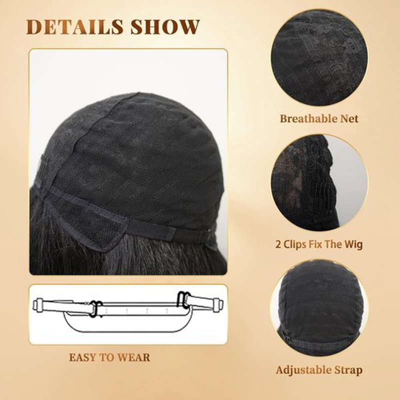 Dream Zimi 48 Inches Surper Long Straight Wig for Women Flat Bangs Soft Yaki Kinky Wigs for Daily Party Halloween Christmas Cosplay Wig Synthetic Hair Black 120CM