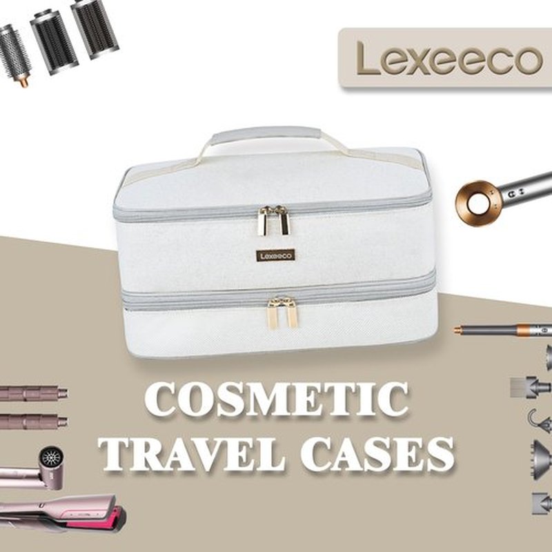 Travel Carrying Case for Shark Flexstyle Attachments Double Layer Hair Dryer Case for Dy son Air wrap Shark Flex Fusion Holder Hair Accessories Tool Organizer Revlon Straightener Styler Bag(Grey)