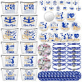 Lyrow 160 Pcs Cheerleader Gifts Bulk for Team Back to School Gift Cheer Scrunchies Hair Ties Makeup Bag Cheer Mirror Bracelet Keychain Sticker for Cheerleader Gift(Blue)