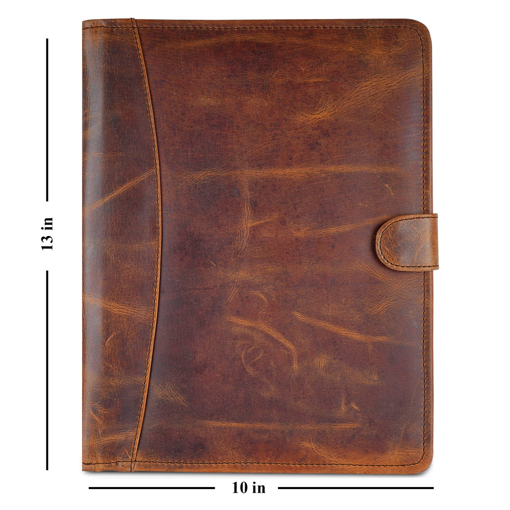 CestAntiQ, Leather Padfolio Legal Pad Portfolio Organizer | Handmade Executive Notebook Binder | Heavy Duty Full Grain Cow Hide Resume Interview Folio for Men Women :: Dark Brown, ?13''x10'' inches