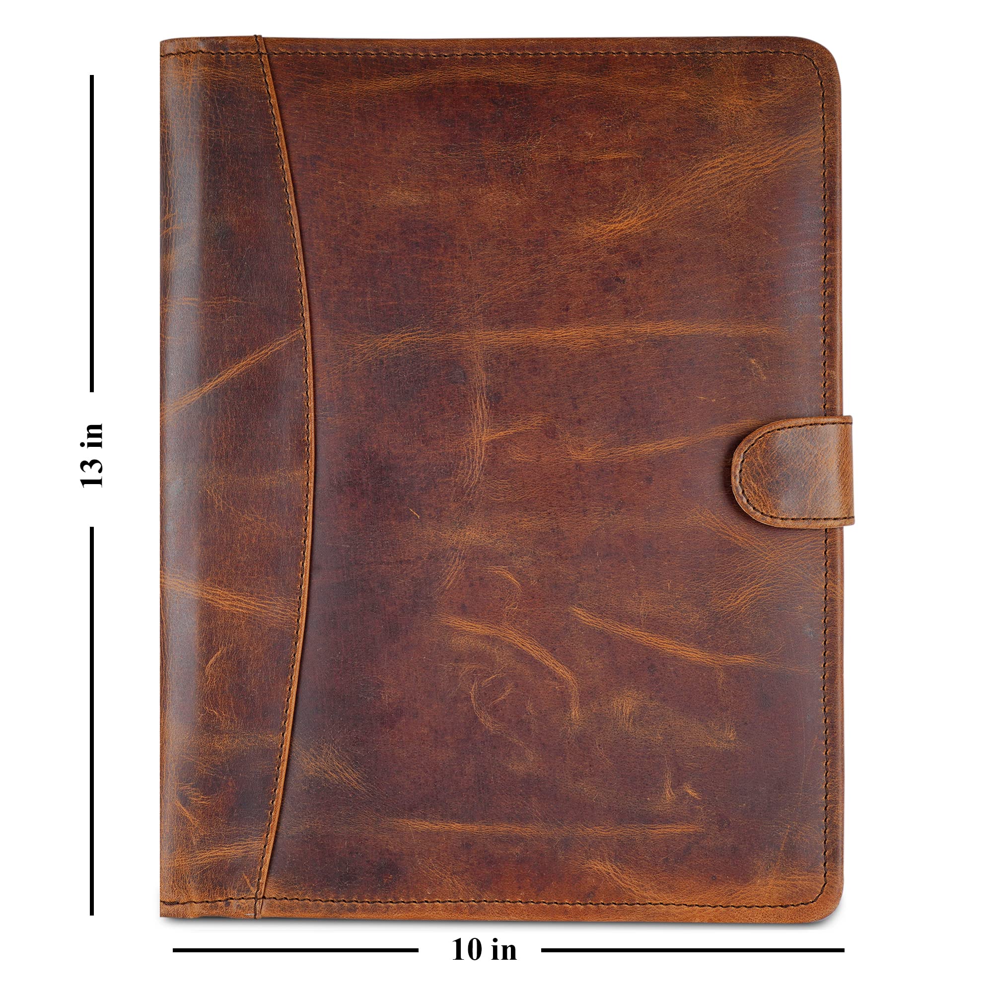 CestAntiQ, Leather Padfolio Legal Pad Portfolio Organizer | Handmade Executive Notebook Binder | Heavy Duty Full Grain Cow Hide Resume Interview Folio for Men Women :: Dark Brown, ?13''x10'' inches