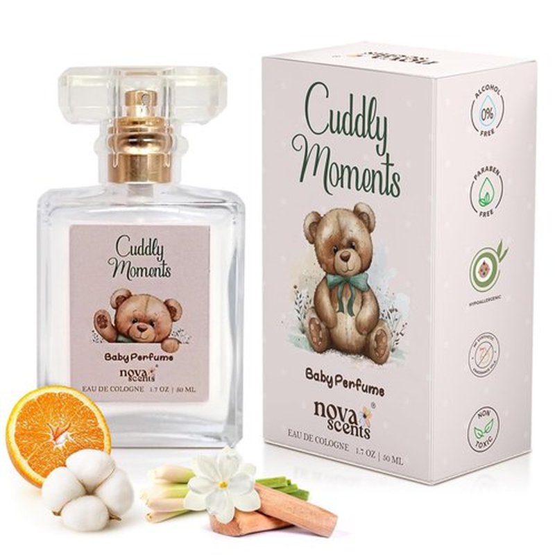 Nova Scents Baby Cologne - Alcohol-Free, Hypoallergenic Floral Perfume for Toddlers | 1.7oz, 50ml - Cuddly Moments
