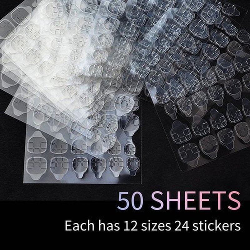 NOVAL 1200 PCS (50 Sheets) Nail Adhesive Tabs Nails Sticky Tabs Waterproof Breathable False Nail Tips Sticky Tab Super Sticky False Nail Glue Sticker for Press Nail Art