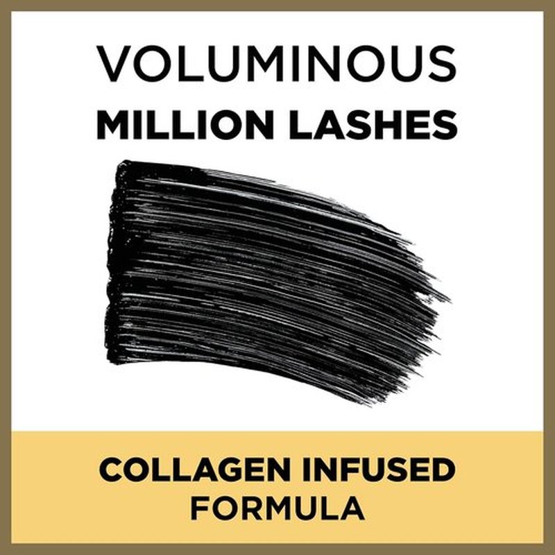 L’Oreal Paris Voluminous Million Lashes Mascara - Collagen Infused, Amplifying Brush, Washable, Black, 0.32 Fl Oz