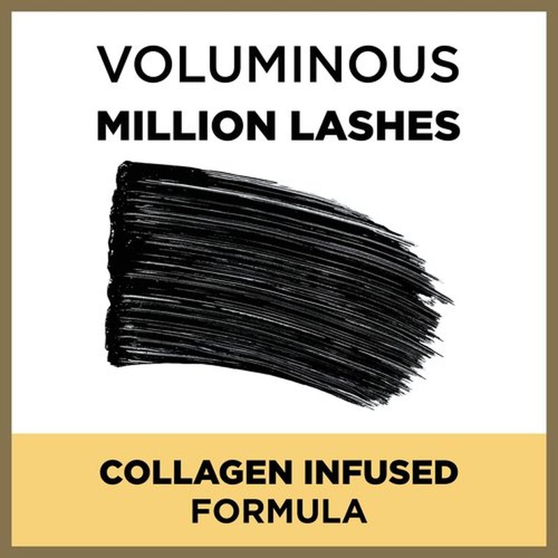 L’Oreal Paris Makeup Voluminous Million Lashes Mascara, Volumizing Collagen Infused Eye Makeup, Amplifying Mascara Brush, Washable, Blackest Black, 0.3 Fl Oz., 2 Count