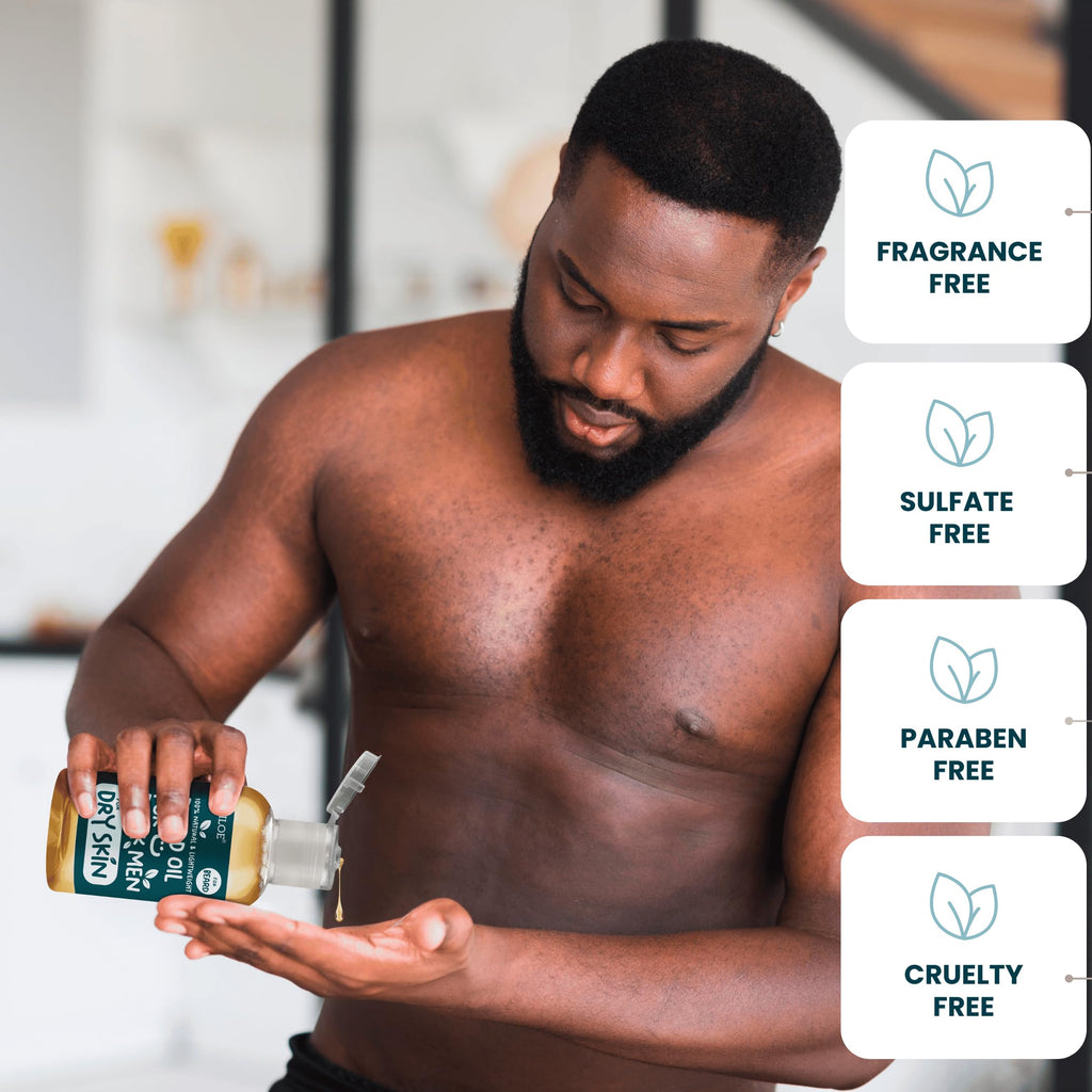 Beard Oil for Black Men with Sensitive Skin - Beard Conditioner, Softener & Moisturizer for Black Men - Made with Vitamin E & Grapeseed Oil, Unscented, Natural & Organic, Doesn’t Clog Pores 2oz