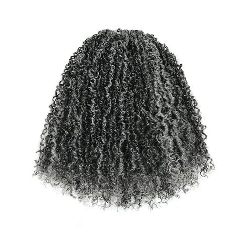 Pelokaa Yanky Twist Crochet Hair - 10 Inch 8 Packs (240 Strands) Gray Micro Salt and Pepper Braids Fluffy Spring Passion Micro Mini Twist, Pre-Looped Short Curly Crochet Hair (10 Inch, F1B/Gray-8P)
