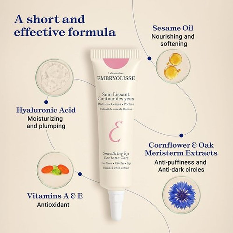 Embryolisse Smoothing Eye Contour Care - Revitalizing Gel Cream for Fine Lines & Puffiness | 0.50 Fl Oz