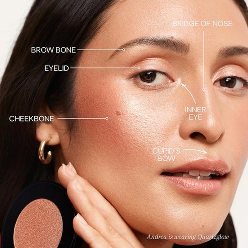Saie Glow Sculpt Multi-Use Highlighter & Cream Blush - Lightweight with Hyaluronic Acid & Micropearl for Radiant Skin - Quartzglow (.02 oz)