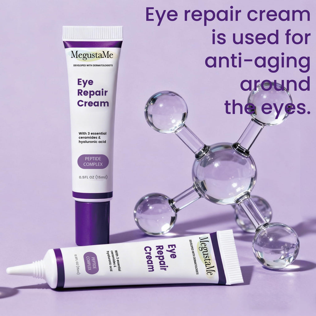 MegustaMe Eye Repair Cream 15ml - Peptide Complex Eye Cream with 3 Essential Ceramides, Niacinamide & Hyaluronic Acid, Dermatologist Developed Anti-Aging Eye Treatment for Fine Lines, Dark Circles.