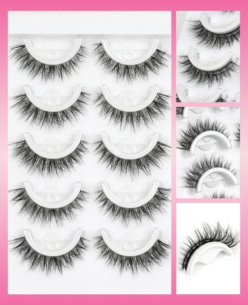 Self Adhesive Pre-glued Glueless Eyelashes - Natural Look No Glue Eyelashes 14mm Natural Cat Eye Pre-glued Waterproof Glueless No Glue Needed Reusable Stick on False Strip Lashes by EMEDA(T07)