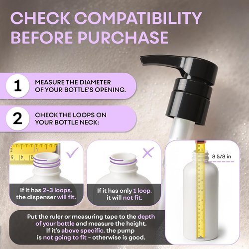 Brightfrom Universal Dispensing Pump - Ideal for Shampoo & Conditioner | Fits Most Bottles, 2 Pack, White/Black