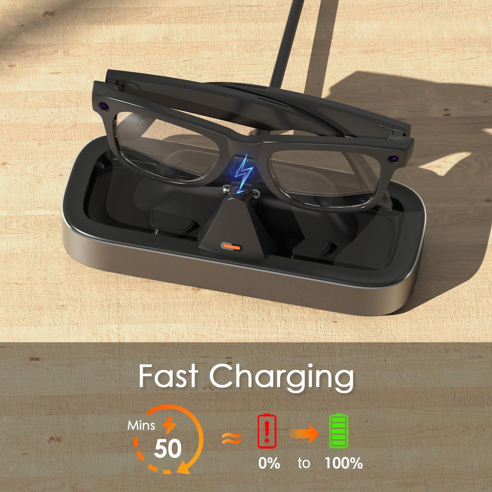VAWVVA Charging Station for Ray-Ban Meta Glasses (Space Gray)