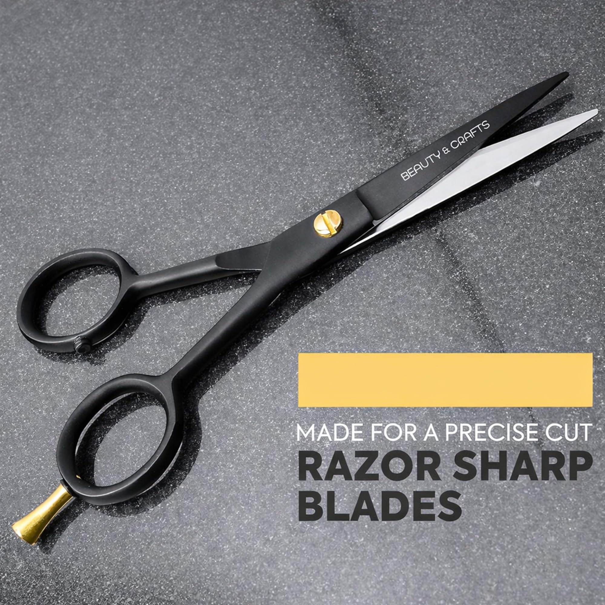 Beauty & Crafts- 5’’ German Beard Mustache Scissor with 2 Comb and Carrying Pouch-Premium Hair Trimming Kit for Men's Facial Hair -Perfect Shears for Personal Grooming, Cutting & Styling (Silver)
