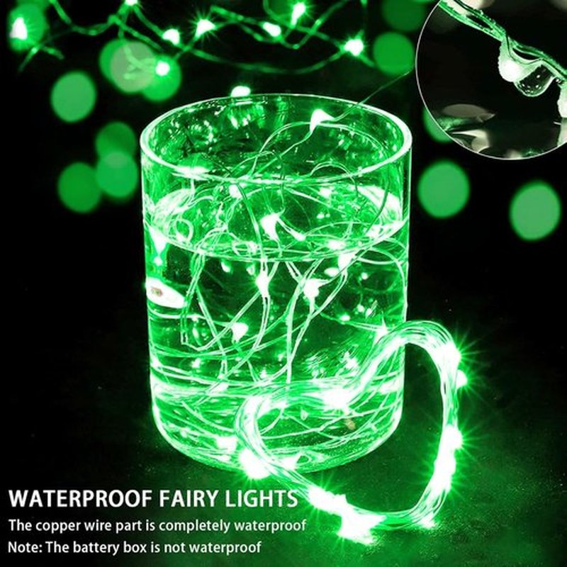 Green Fairy Lights - 12 Pack 7Ft 20 LED Twinkle String Lights | Battery Operated & Waterproof for Holidays