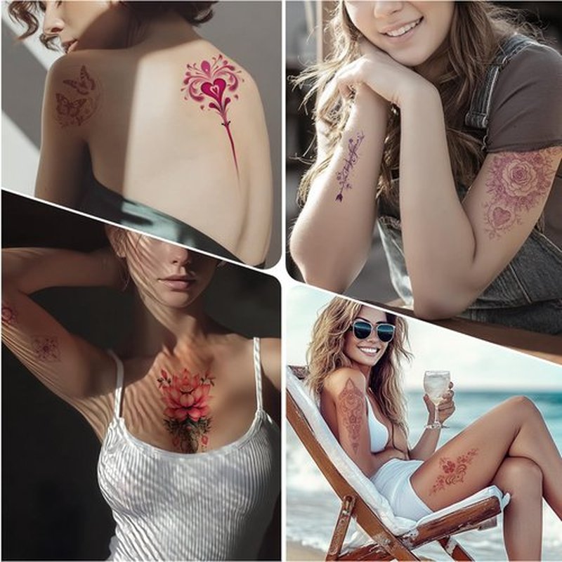 38 Pcs Temporary Tattoos for Women, Realistic Temporary Tattoos, Sleeve Tattoos, Fake Tattoos for Adults, Exquisite Packaging, Waterproof Temporary Tattoos Adult for Parties & Pool