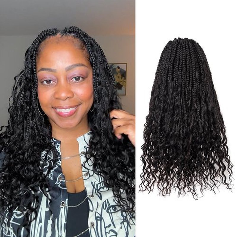 Toyotress Boho Crochet Braids Human Hair - 12 Inch 8 Packs Pre-Looped Miracle Knots Crochet Hair for Black Women, Natural Black Handmade Pre-Twisted Braiding Hair Extensions (12 Inch, 1B-8P)