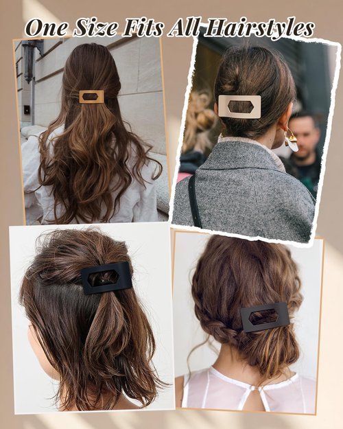 Mesovor 6 Pack Flat Claw Clips for Women, Strong Hold French Flat Hair Clips for Thick Thin Hair | 3.94" Nonslip Large Square Lay Flat Hairclips (Neutral Matte)