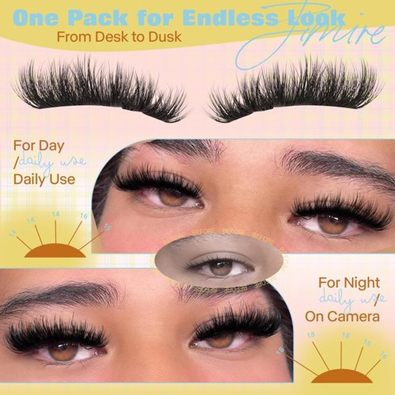 JIMIRE Manga Lash Clusters Wispy Fluffy Cluster Eyelash Extensions CC Curly 14-18MM Fluffy Eyelash Clusters Easy to Apply DIY Thick Volume Individual Lashes Extensions at Home 162Pcs Pack