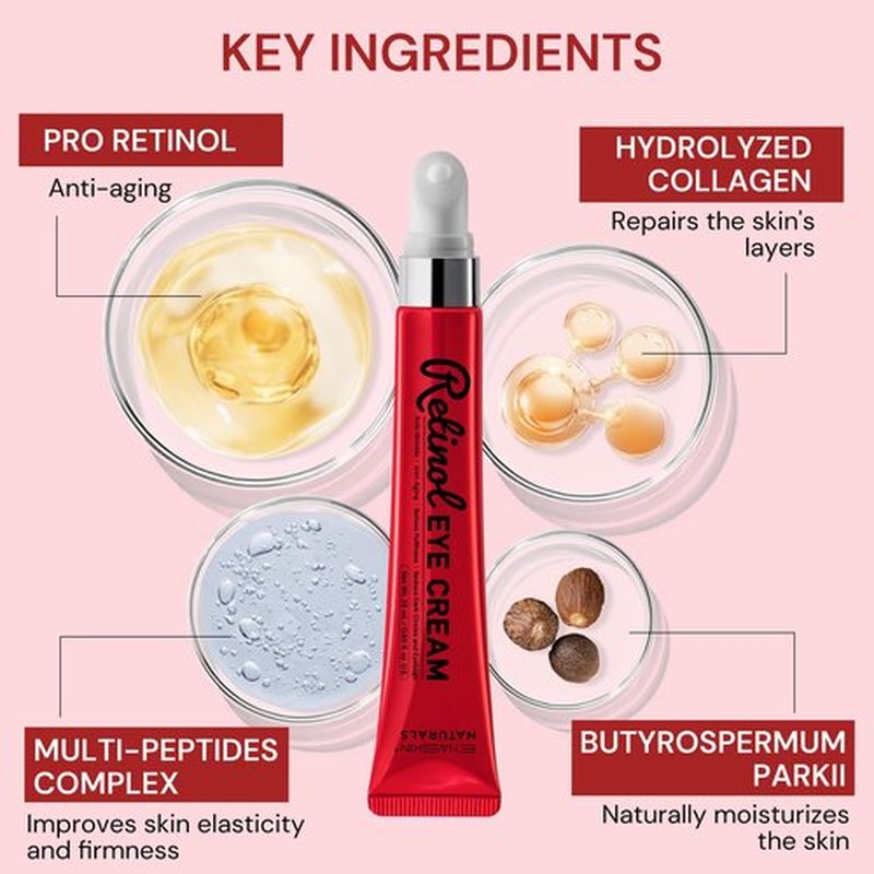Retinol Eye Cream Anti Aging: Instant Eye Tightener & Wrinkle Repair Moisturizer - Under Eye Bags Treatment for Women - Peptide Eye Serum Reduce Dark Circles & Puffiness, 0.85 fl.oz