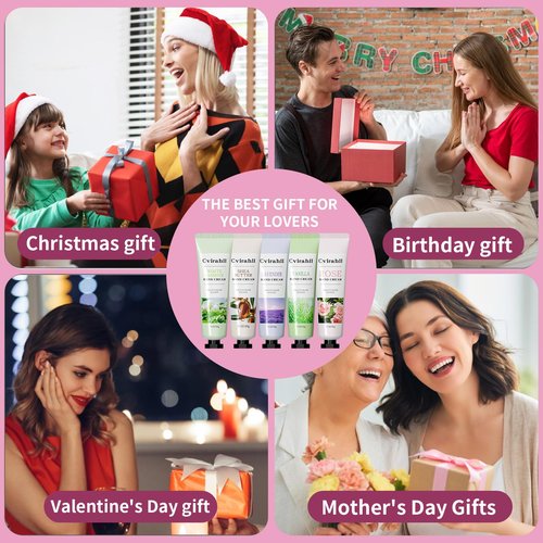 Cvirahll 10-Pack Hand Cream for Dry Cracked Hands, Moisturizing Hand Lotion Set, 5 Natural Scents Valentines Day Gifts for Her, Ideal Gift for Birthdays