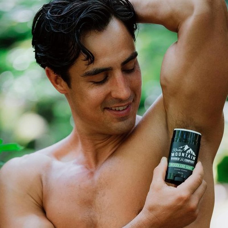 Rocky Mountain Barber Company Natural Deodorant for Men - Aluminum-Free, Plant-Based with Peppermint - Woodland Mint Scent, 2.65 oz Each