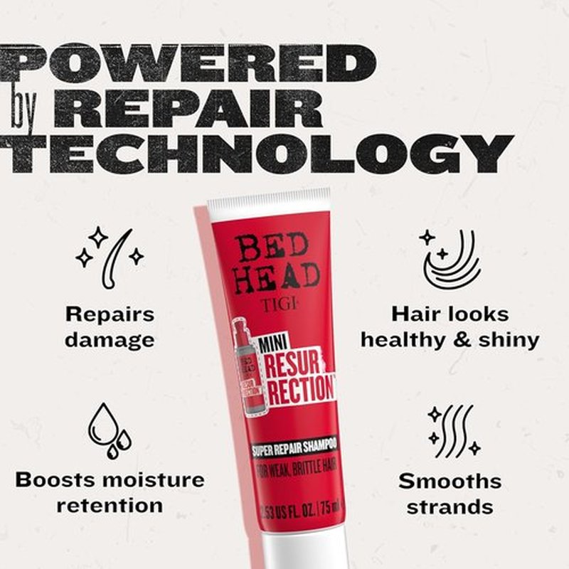 Bed Head by TIGI Resurrection Super Repair Shampoo - Nourishing Repair for Dry, Damaged Hair | Travel Mini 2.53 fl oz