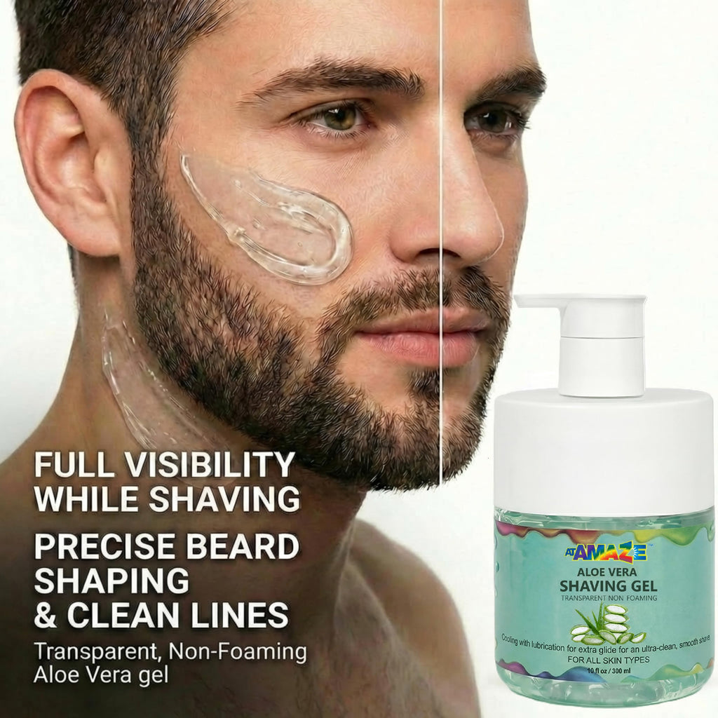 Aloe Vera Shaving Gel for Men & Women – Transparent Shave Gel with Aloe Vera, Natural Moisturizing & Cooling Shave Gel for Sensitive Skin, Smooth Razor Glide, Non-Foaming.