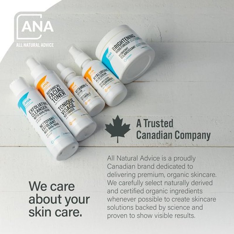 All Natural Advice Vitamin C Serum 30mL | 20% Vitamin C Face Serum Solution with Organic Botanicals, Hyaluronic Acid & Vitamin E | UV-Shielding Glass Bottle with Dropper | Canadian Skin Care