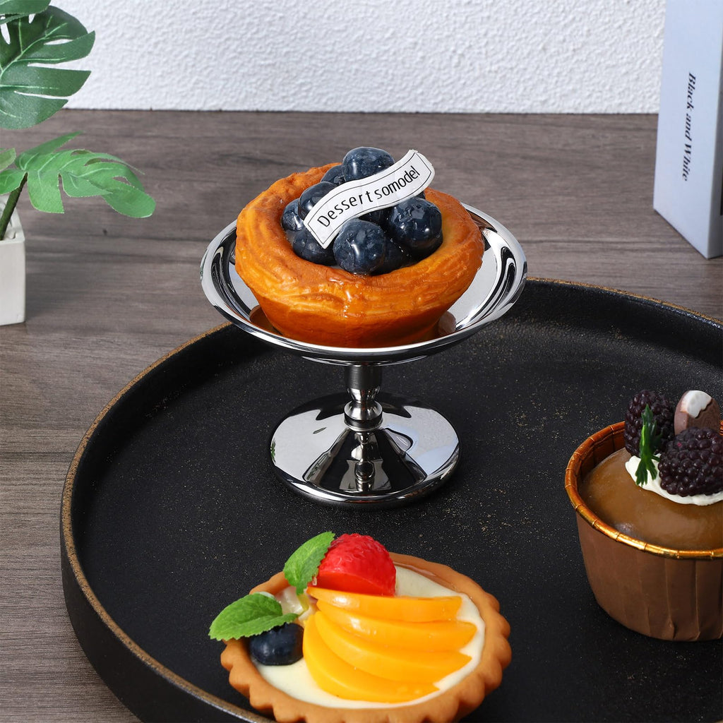 Angoily 3Pcs Mini Ice Cream Cup, Stainless Steel Dessert Sliver Cup Footed