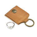 Leather Keychain Ring Holder, Wedding Ring Travel Case, Engagement Ring Holder, Ring Pouch Bag, Workout and Gym Ring Holder, Small Soft Leather Ring Bearer (Vintage Brown)