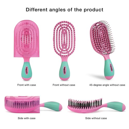 NuWay 4Hair® TravelC® U.S. Patented Single-Curve Scalp Care Brush with Protective Travel Case – Premium Portable Hair Health Tool with Heat-Resistant BrainyBristles™ – Wet & Dry Use