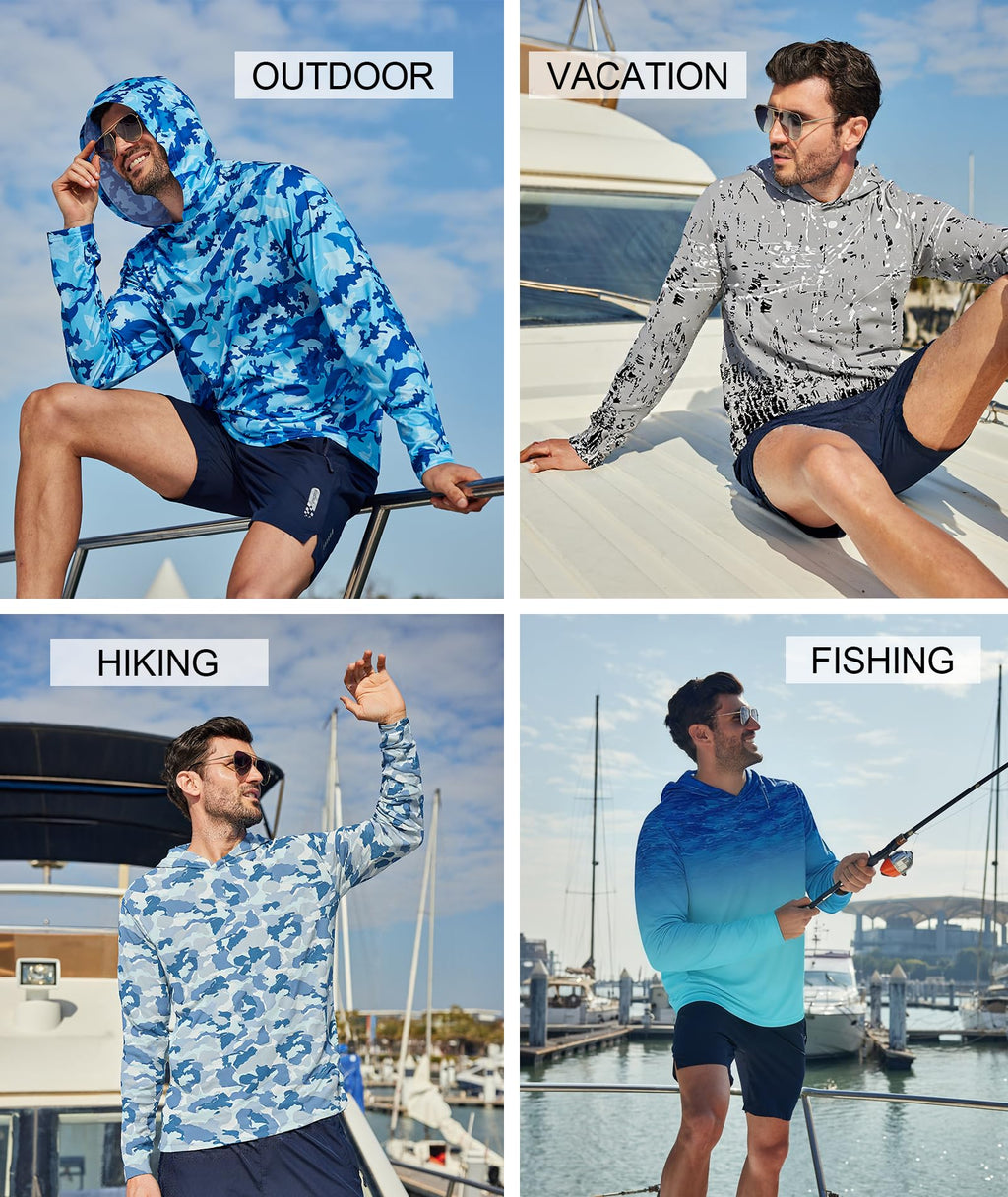 ZITY Men's Sun Protection Shirts Long Sleeve Rash Guard Hoodie UV UPF 50+ Fishing Running Athletic Sweatshirts