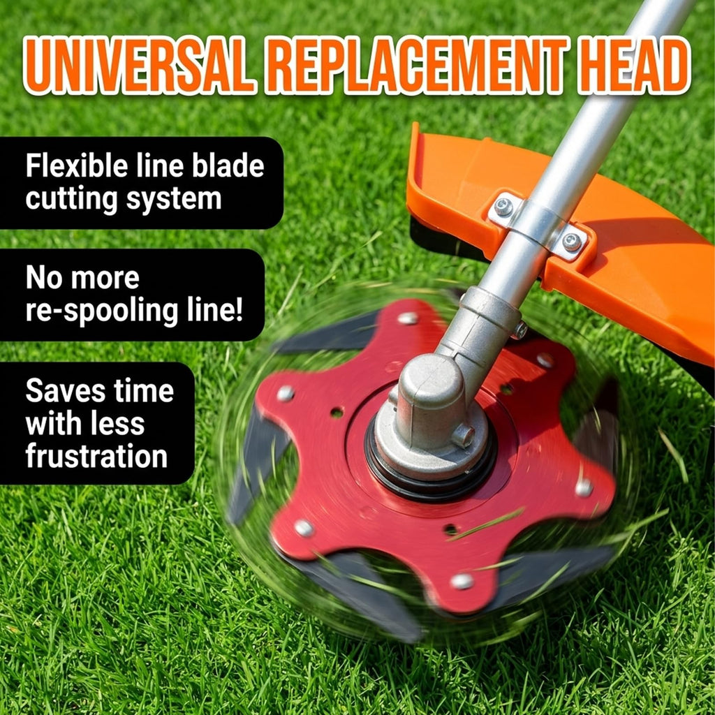 Sichgitzo 1-Pack Universal Metal Trimmer Head – 6-Blade 65Mn Steel Razor Replacement Head for Weed Eater, Fits Most Gas & Electric Trimmers