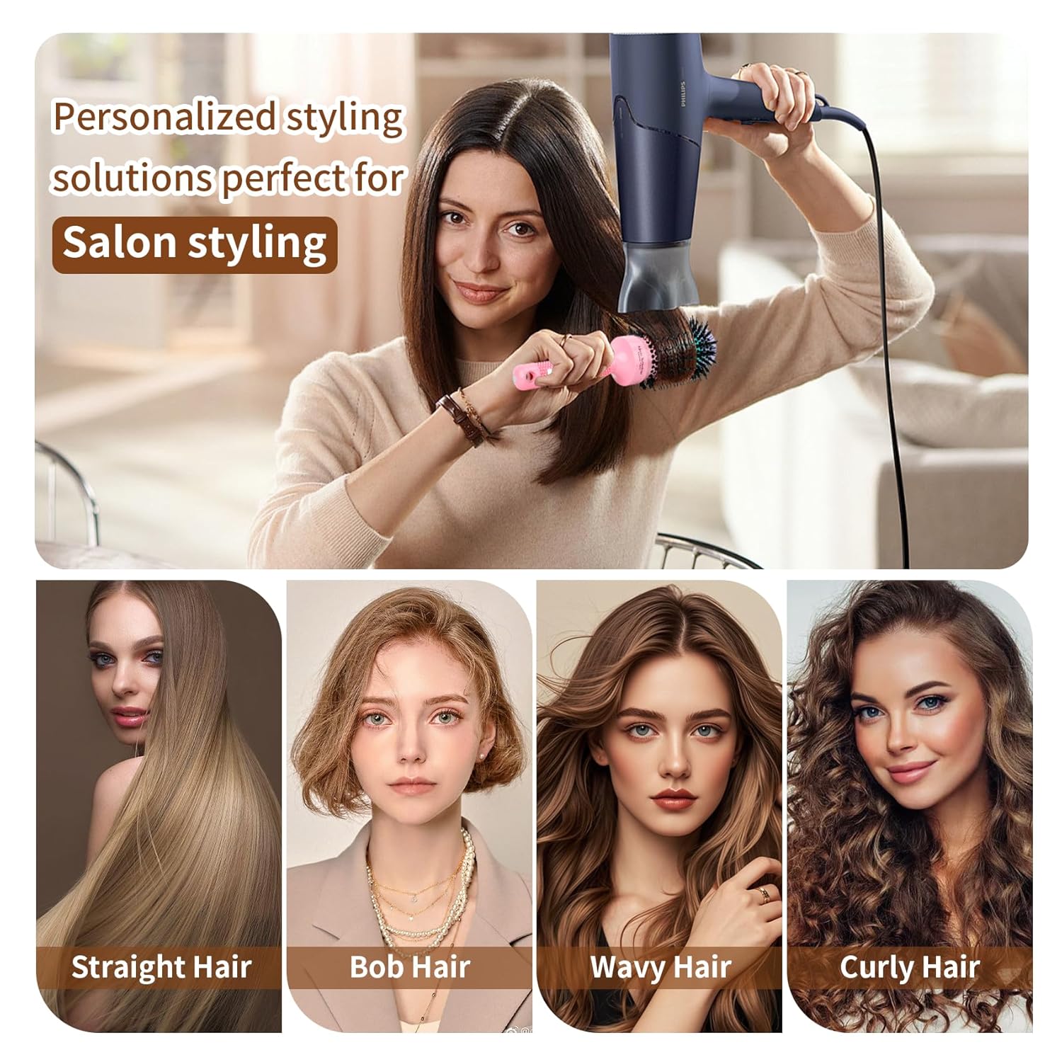 UREELIN Round Brush - 2.1 Inch Large Nano Thermal Ceramic & Ionic Hair Brush for Volumizing, Curling & Shine
