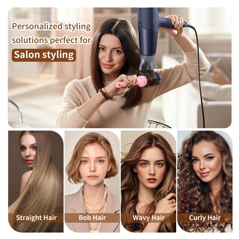 UREELIN Round Brush for Blow Out - 2.1 Inch Large Nano Thermal Ceramic & Ionic with Boar Bristles - Salon Blow Drying Hair Brush for Drying,Volumizing, Curling, Shine & Smooth Styling