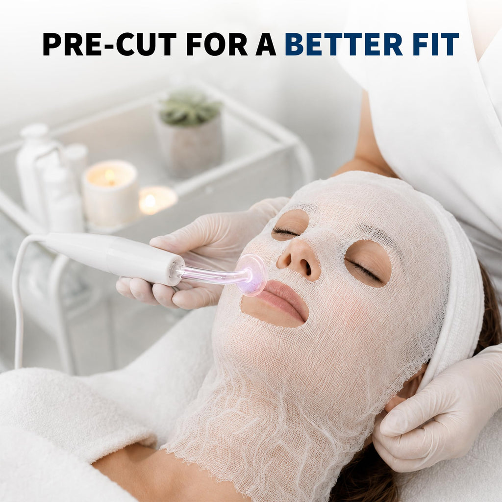ForPro Professional Collection Precut Gauze Facial Mask, 100% Cotton Gauze, for High Frequency Facial Treatments and Masks, 100-Count