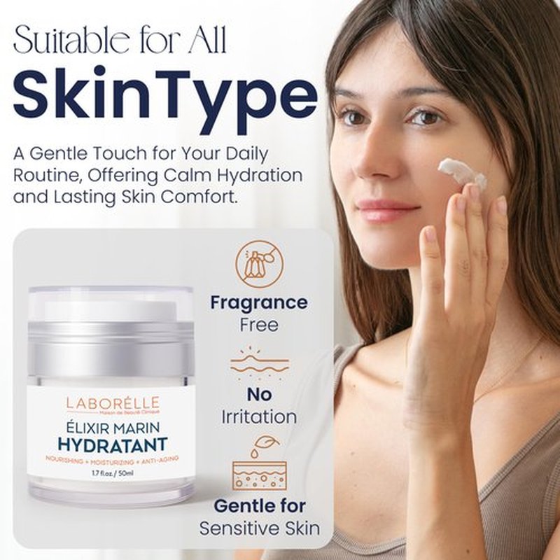 Laborélle Face Moisturizer – Hydrating Face Cream with Hyaluronic Acid, Lightweight Anti-Aging Moisturizer for Dry, Sensitive & All Skin Types, Non-Greasy Daily Moisturizer (1.7 oz)