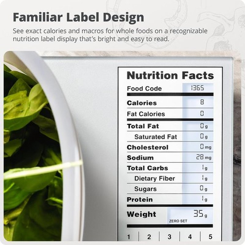 Greater Goods Food Scale - Nutrition Calculator & Meal Prep Tool | 11lb Capacity, Silver Finish