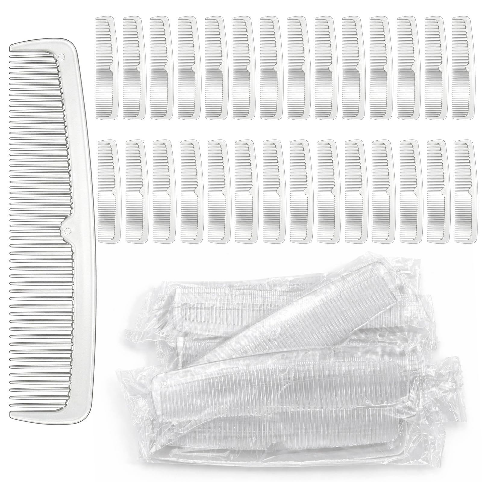 Nagpew 200 Pieces Disposable Combs, Individually Wrapped Hair Dye Comb with Fine and Wide Tooth, Small Plastic Pocket Pick Bulk Barber Supplies for Men, Women, Hotel, Travel, Homeless