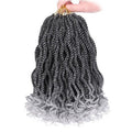 Leeven 8 Inch Wavy Senegalese Twist Crochet Hair 8 Packs Ombre Grey Pre Looped Short Micro Twist with Curly Ends, Small Hanava Twist, Synthetic Crochet Braids for Women Girl Kids