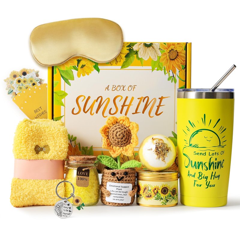 Valentine Day Gift for Her Basket,10pcs Self-Care Spa Get Well Soon Gift Box, Relaxation Gift Basket for Mom Wife Friends, Birthday Sunshine Gifts for Women Who Have Everything
