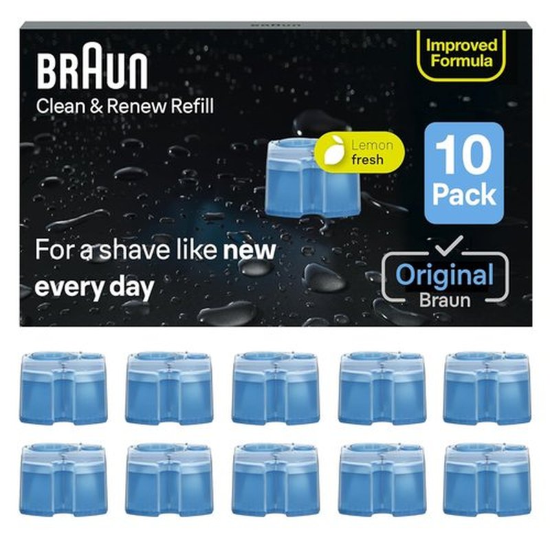 Braun Clean & Renew Refill Cartridges - Replacement Shaver Cleaner Liquid Solution | Pack of 10
