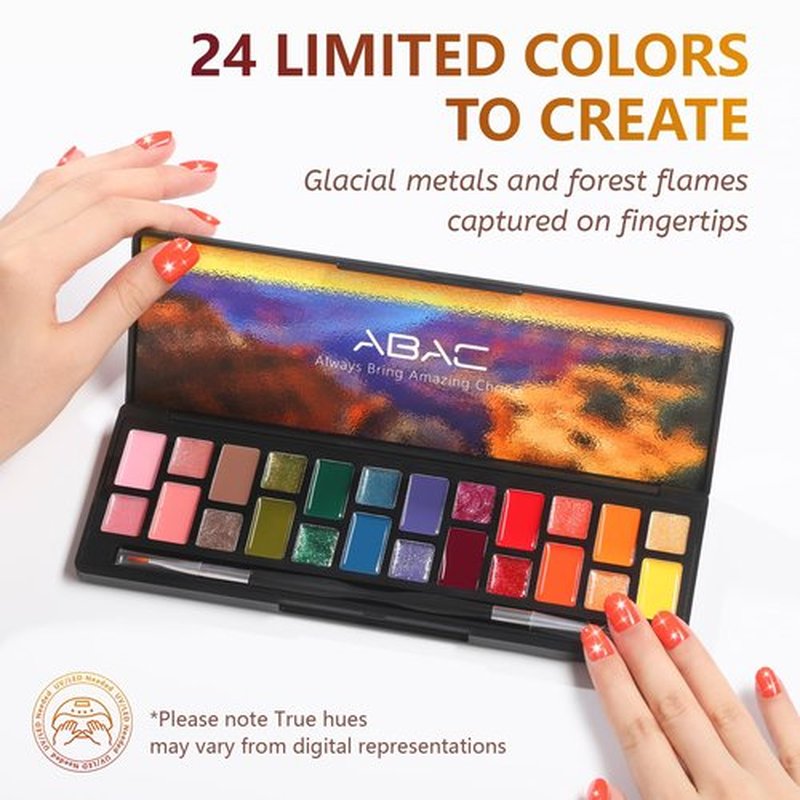 ABAC Fall & Winter Solid Gel Nail Polish Set,Ombre Gel Nail Polish,Pat Paint Nail Art-Nude Orange Yellow Green Glitter Colors w/Pro Brush No-Spill,Hema-Free Gifts for Girls Glowing Attraction