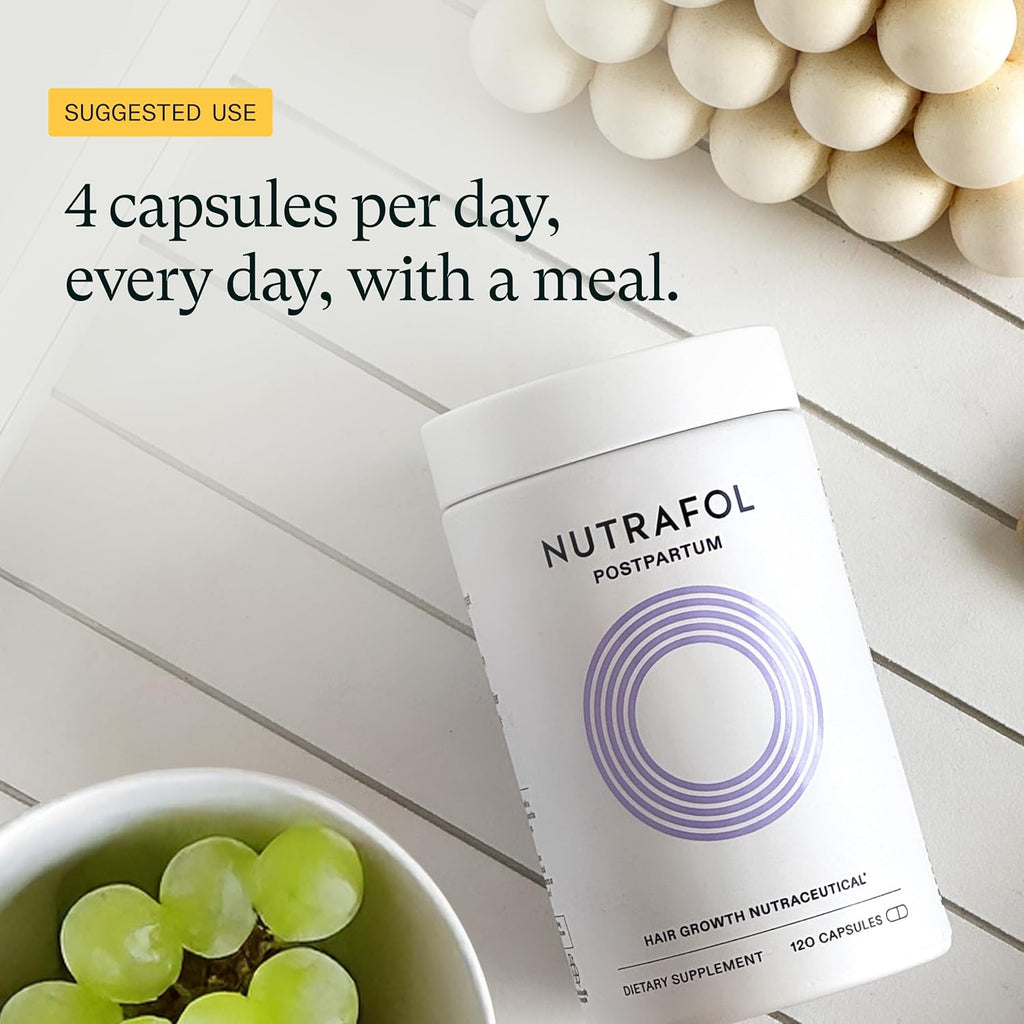Nutrafol Postpartum Hair Growth Supplements - Clinically Tested for Thicker Hair | 2-Month Supply (Pack of 2)