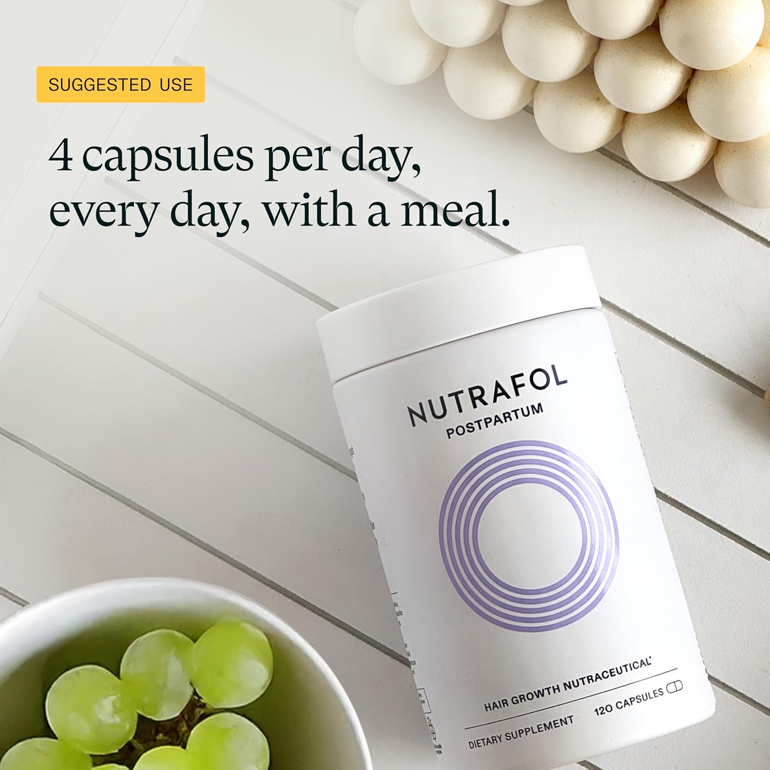 Nutrafol Postpartum Hair Growth Supplements - Clinically Tested for Thicker Hair | 2-Month Supply (Pack of 2)